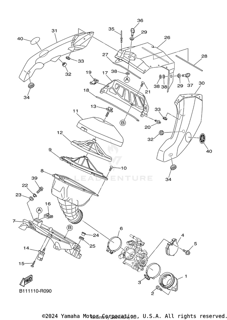 Intake YZ450F - YZ450FGL - 2016 Schematic