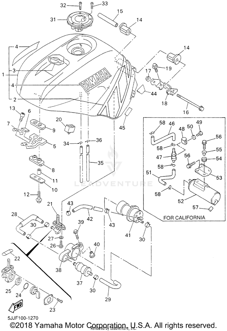 Fuel Tank YZFR1 - YZFR1SNC - 2001 Schematic