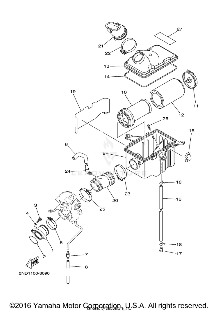 Intake 1 KODIAK 450 4X4 HARDWOODS - YFM45FAHS - 2004 Schematic