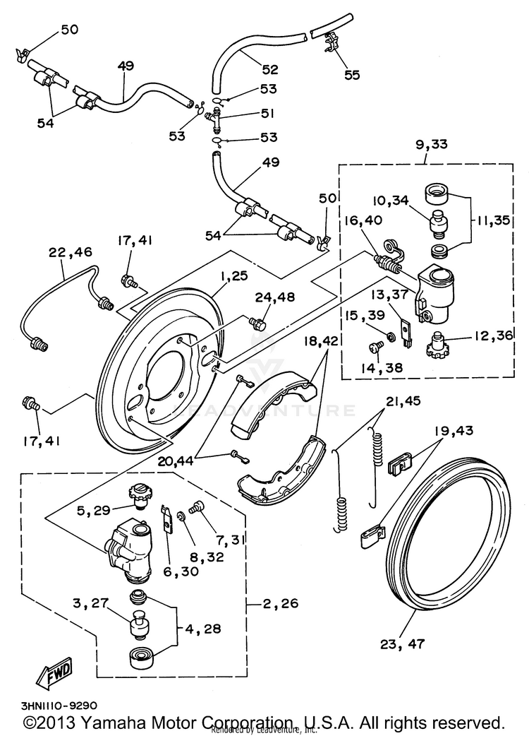 Front Brake BIG BEAR 4WD - YFM350FWH - 1996 Schematic