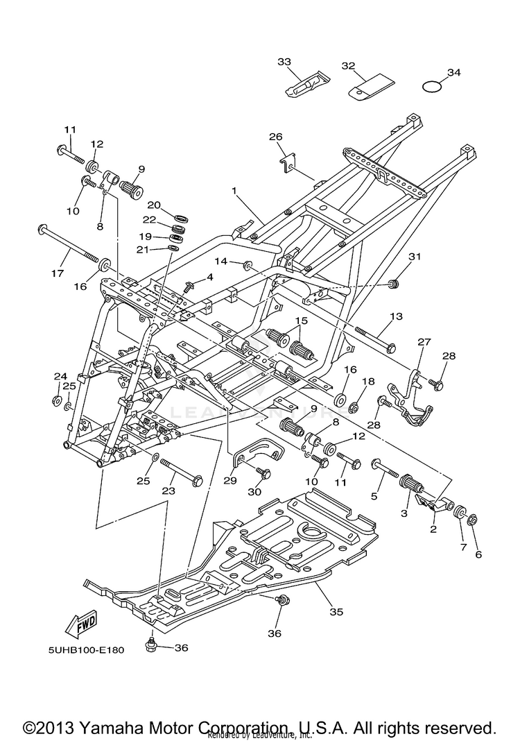 Frame GRIZZLY 350 4WD (BLACK METALLIC J) - YFM35FGYB - 2009 Schematic