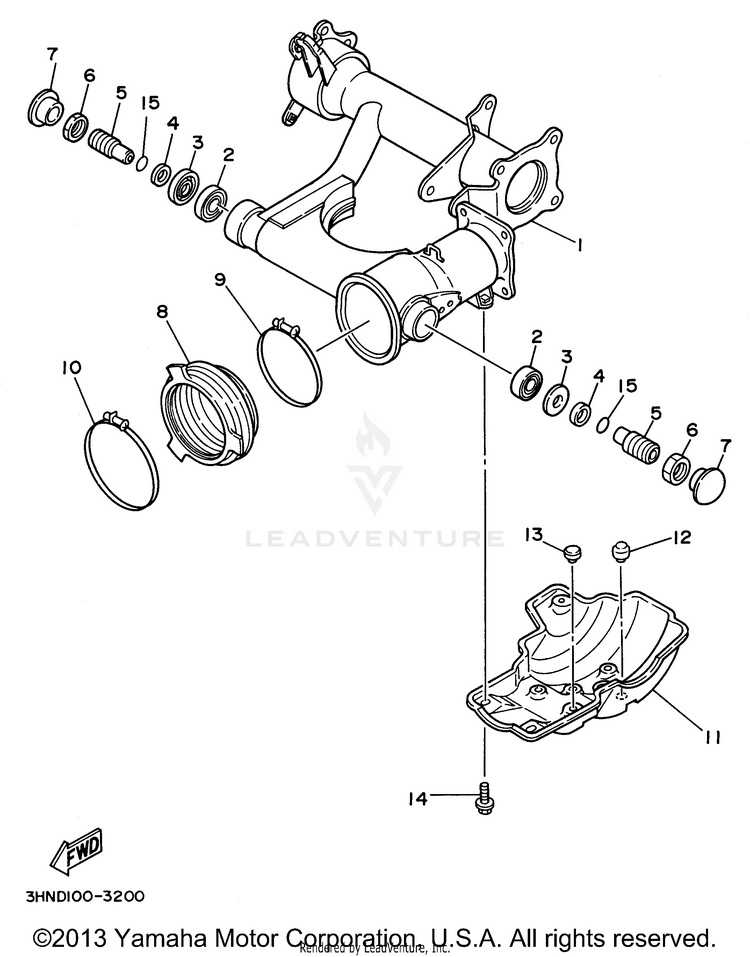 Rear Arm BIG BEAR 4WD - YFM350FWH - 1996 Schematic