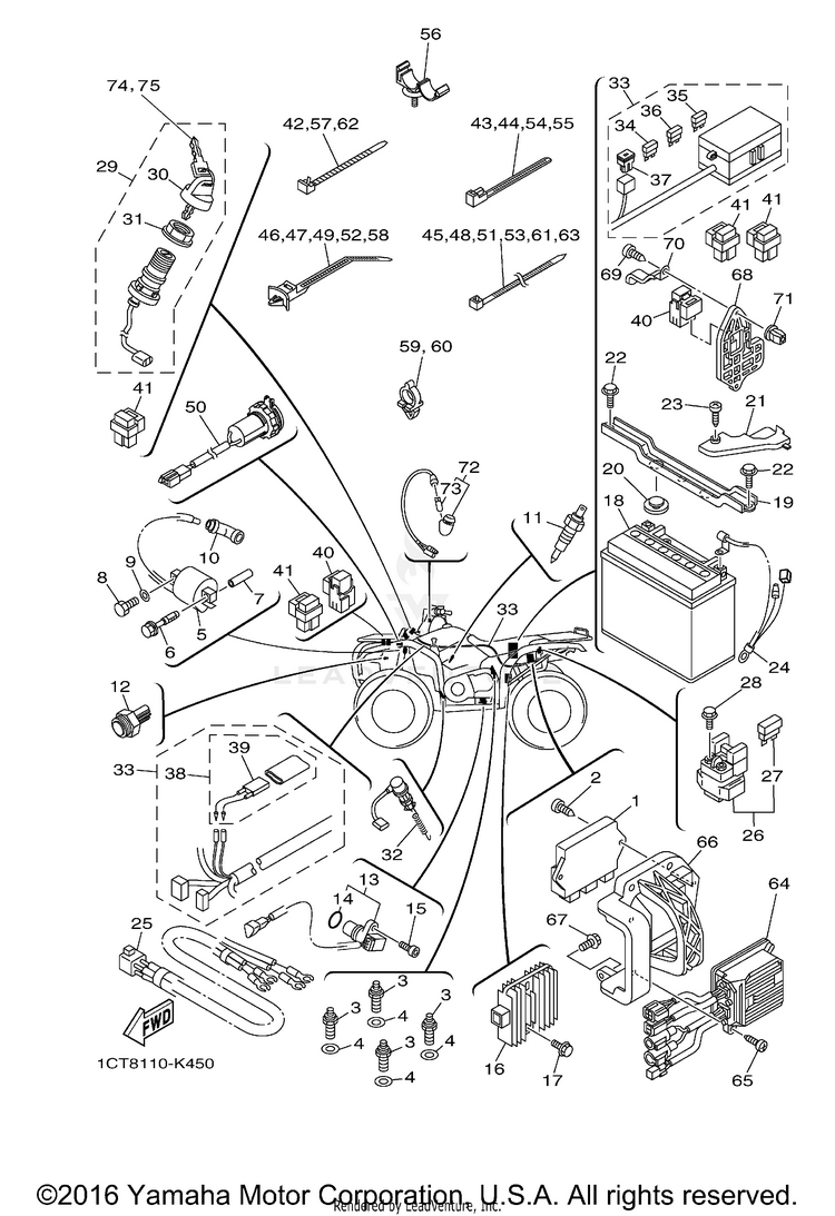 Electrical 1 GRIZZLY 450 EPS 4WD - YFM45FGPAL - 2011 Schematic