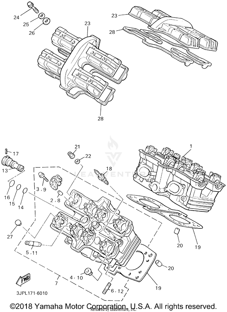 Cylinder Head V-MAX - VMX1200MC - 2000 Schematic