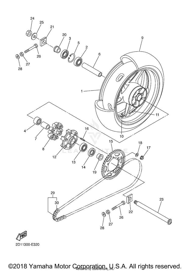 Rear Wheel FZ1 - FZS10XCGY - 2008 Schematic