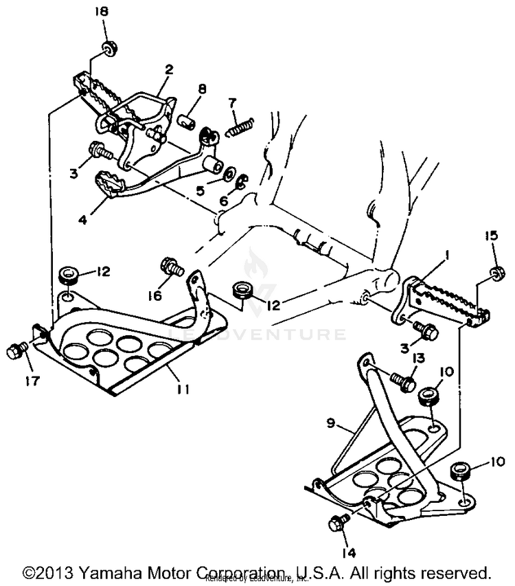 Stand Footrest BLASTER - YFS200D - 1992 Schematic