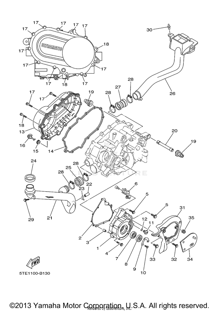 Crankcase Cover 1 KODIAK 400 4WD - YFM400FAR - 2003 Schematic