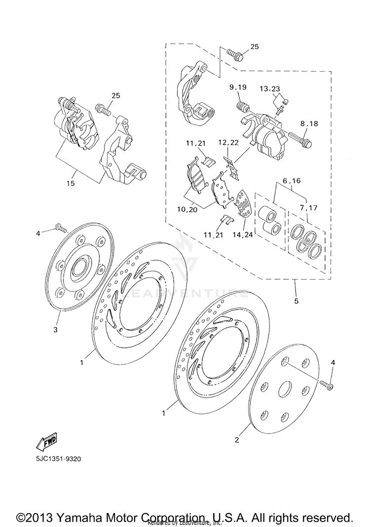 Front Brake Caliper VENTURE MM LIMITED EDITION (CA Ed.) - XVZ13TFSMC - 2000 Schematic