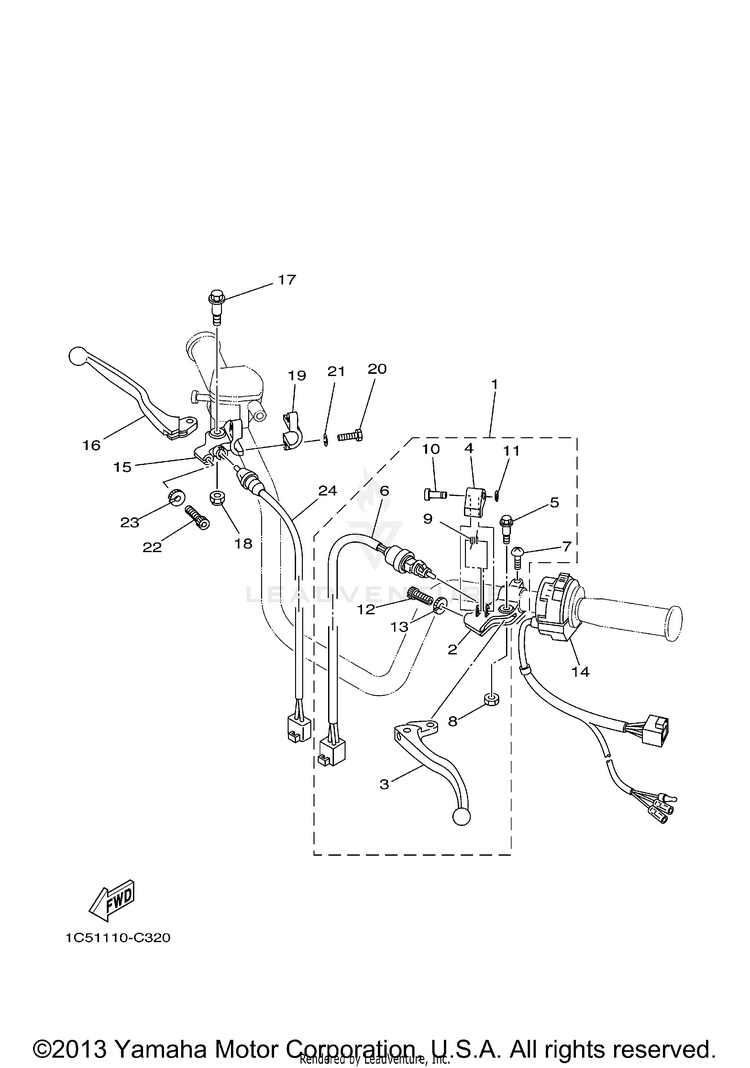 Handle Switch Lever GRIZZLY 125 - YFM125GAGR - 2011 Schematic