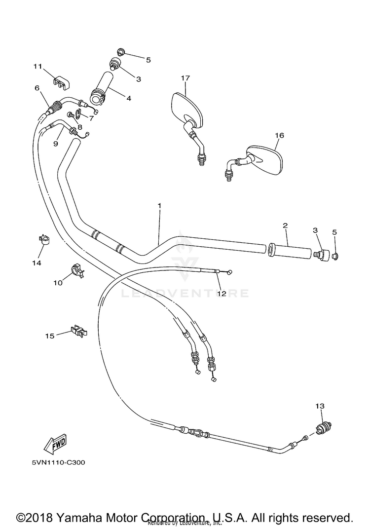 Steering Handle Cable ROAD STAR - XV17AWXCL - 2008 Schematic