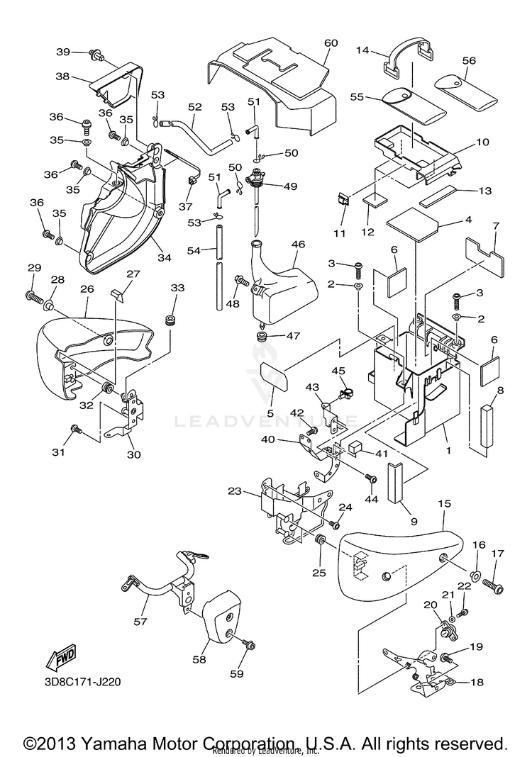 Side Cover V STAR 1300 TOURER - XVS13CTZCB - 2010 Schematic