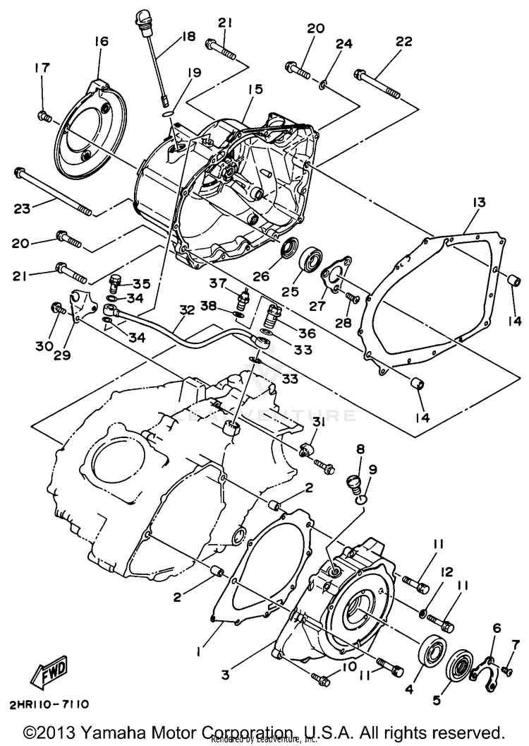 Crankcase Cover 1 BIG BEAR 2WD - YFM350UH - 1996 Schematic