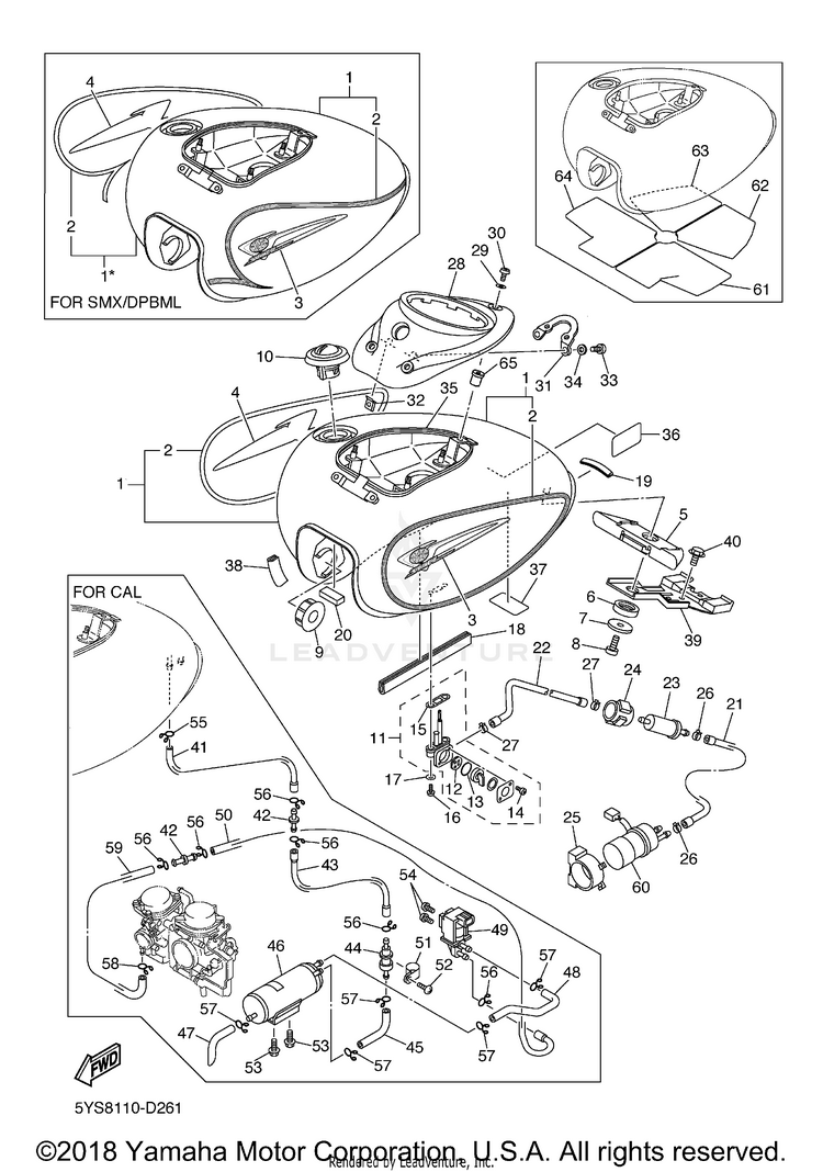 Fuel Tank V STAR 1100 CLASSIC - XVS11AWTC - 2005 Schematic