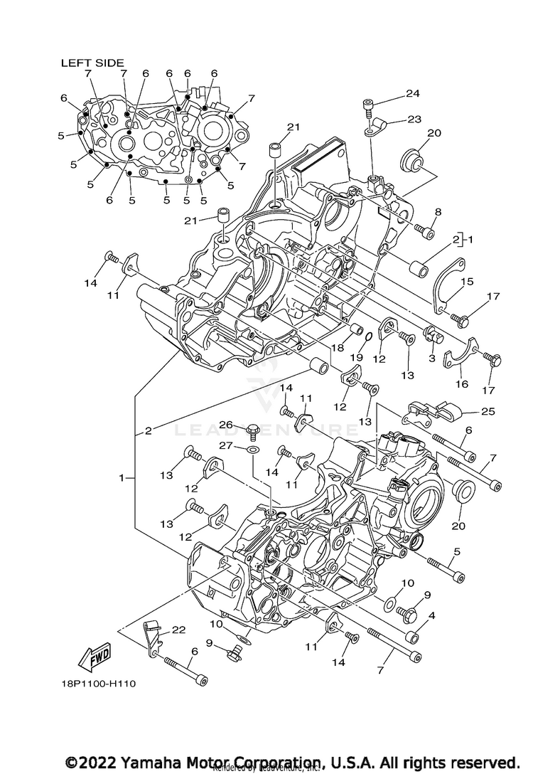 Crankcase YFZ450R SE - YFZ45YSSNB - 2022 Schematic