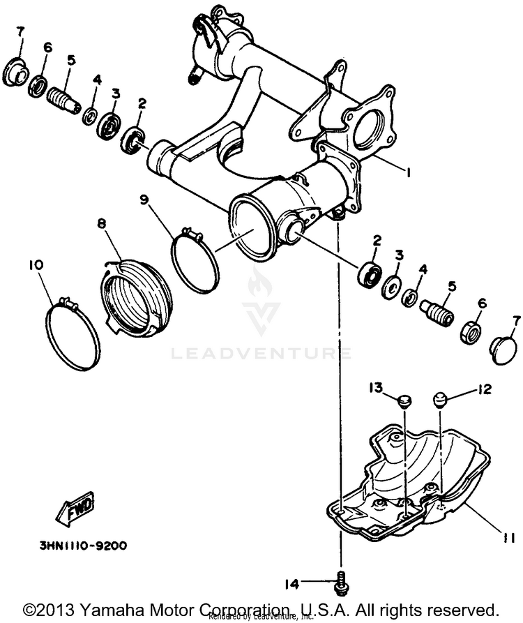 Swing Arm BIG BEAR (ME & NH Only) - YFM350FWD_MNH - 1992 Schematic