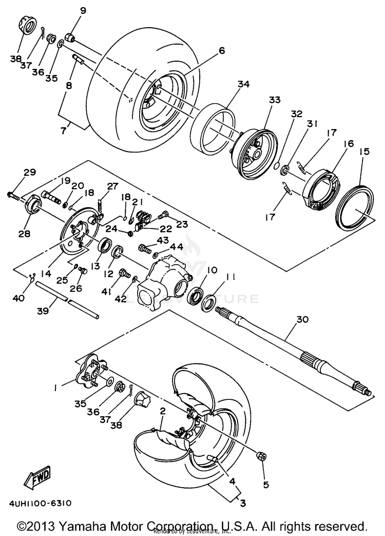 Rear Wheel BIG BEAR 2WD - YFM350UH - 1996 Schematic