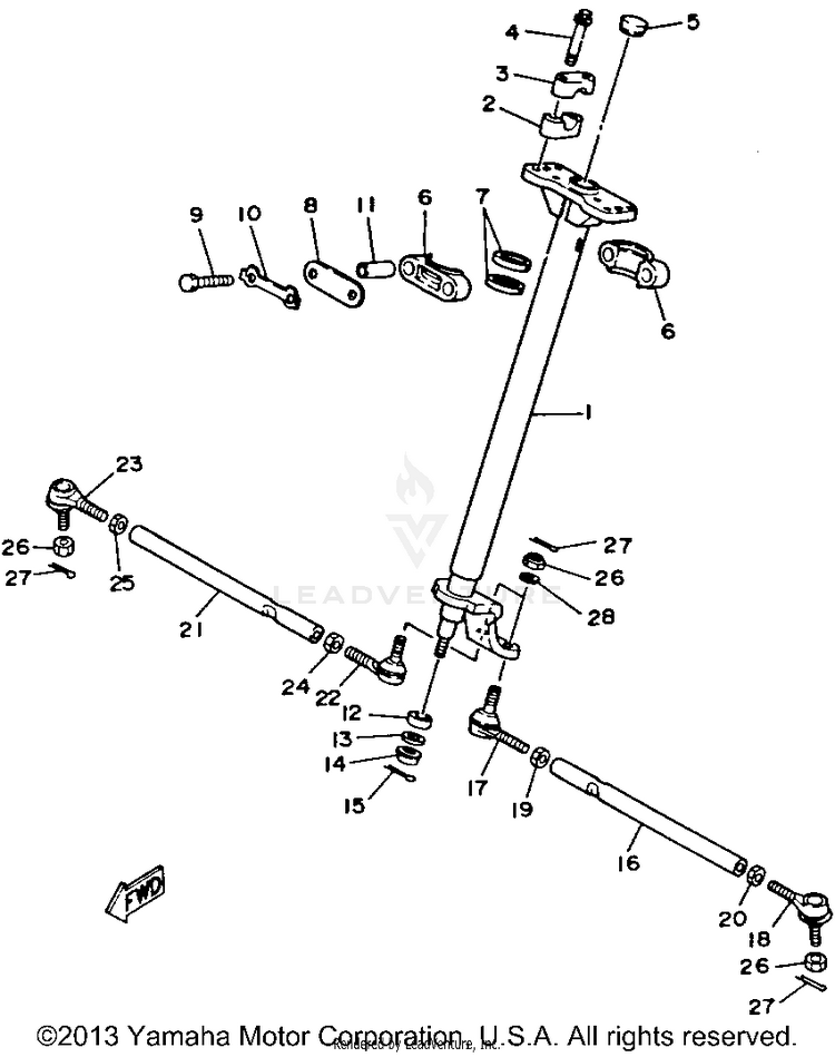 Steering BIG BEAR 4WD - YFM350FWD - 1992 Schematic