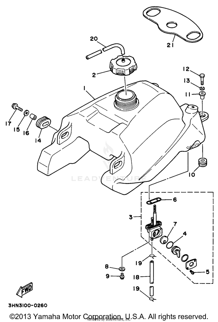 Fuel Tank BIG BEAR 2WD - YFM350UH - 1996 Schematic