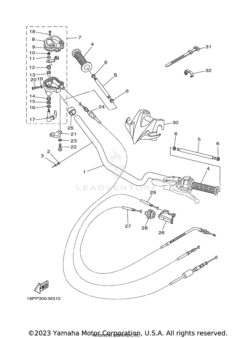 Steering Handle & Cable Schematic