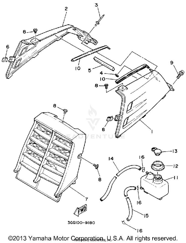 Side Cover BANSHEE - YFZ350D - 1992 Schematic