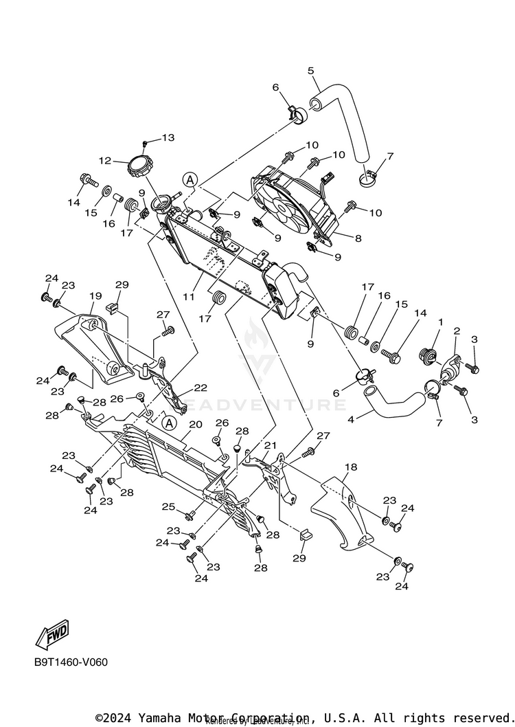 Radiator Hose MT-03 - MT03MB - 2021 Schematic