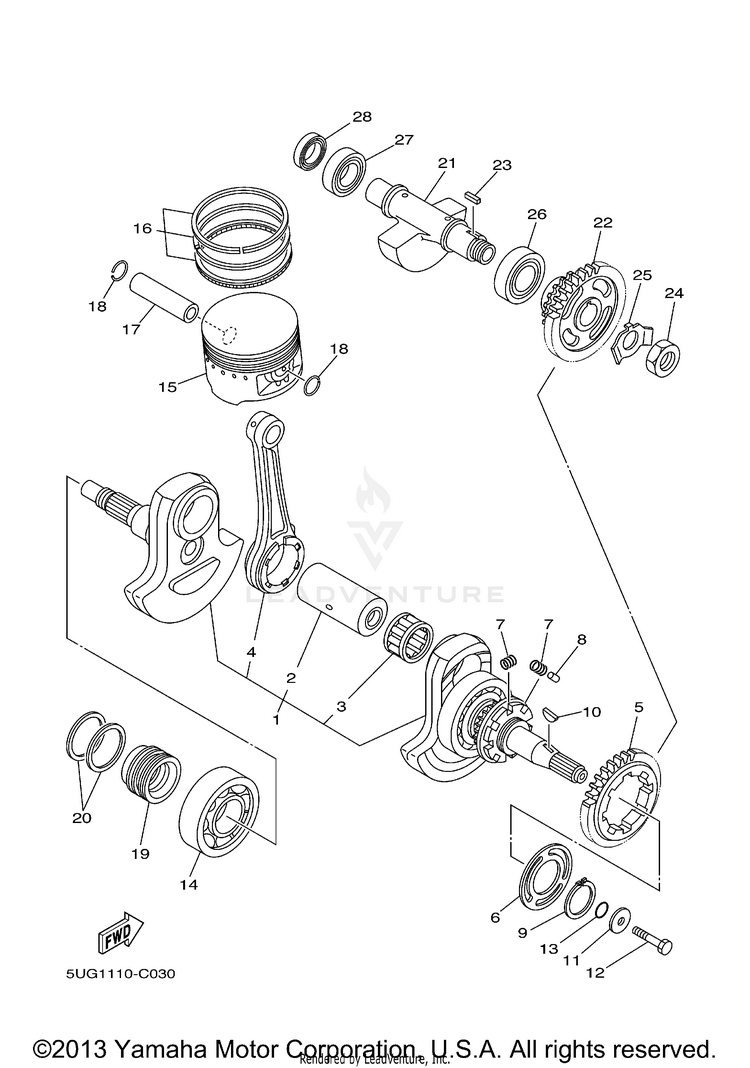 Crankshaft Piston RHINO 660 (Pastel Deep Green) - YXR66FAS - 2004 Schematic