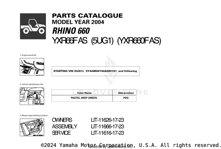 1 Title Page RHINO 660 - YXR660FAS - 2004 Schematic