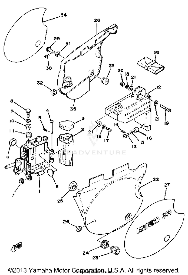 Side Cover - Battery Box XT500E - 1978 Schematic