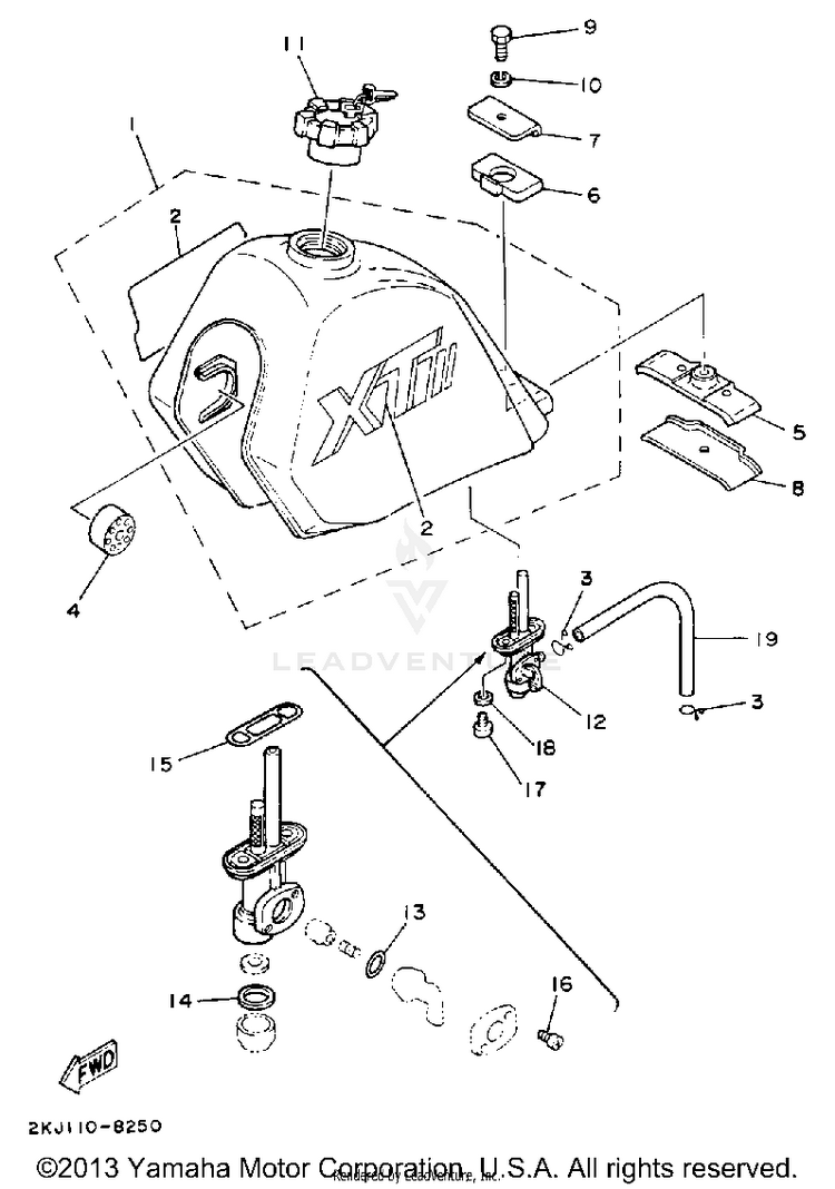 Fuel Tank (Non-California Model) Schematic