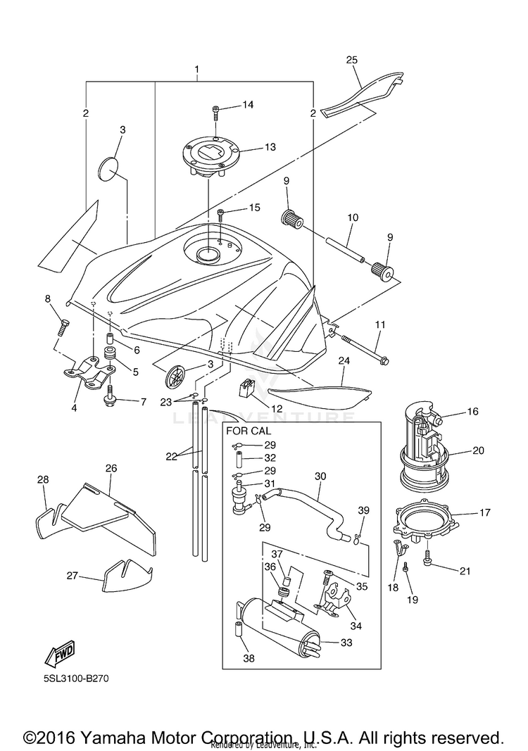 Fuel Tank YZFR6 - YZFR6RC - 2003 Schematic
