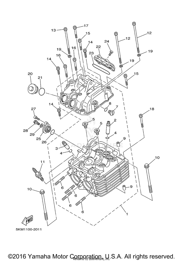 Cylinder Head GRIZZLY 660 - YFM66FAT - 2005 Schematic