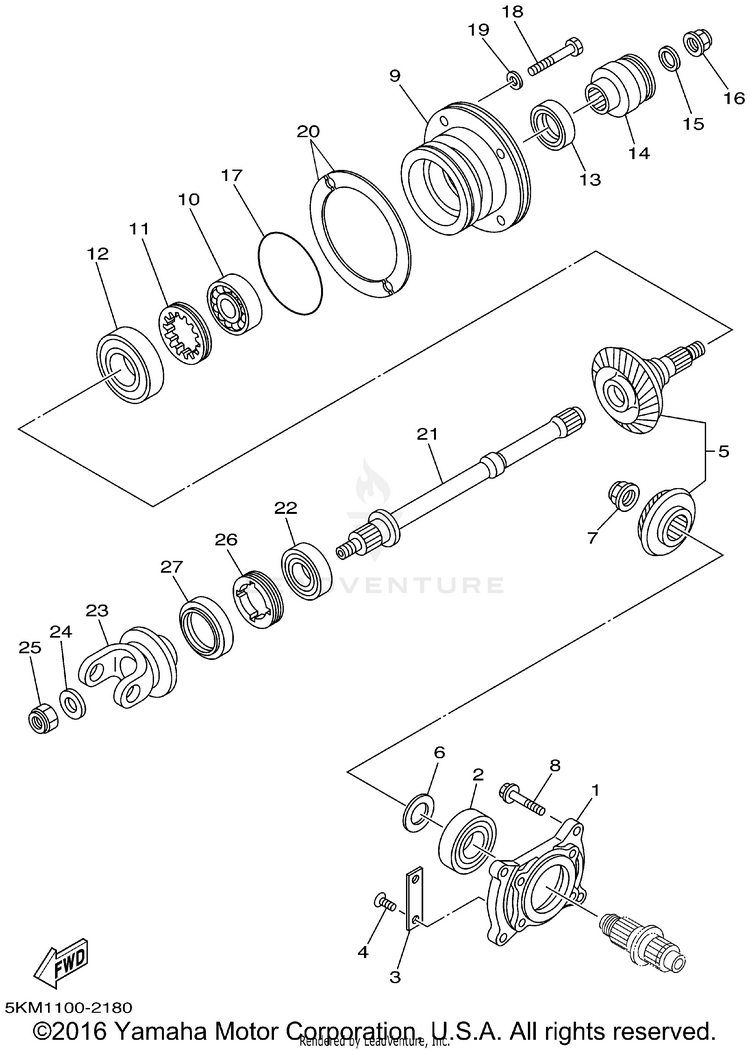 Middle Drive Gear GRIZZLY 660 - YFM660FP - 2002 Schematic