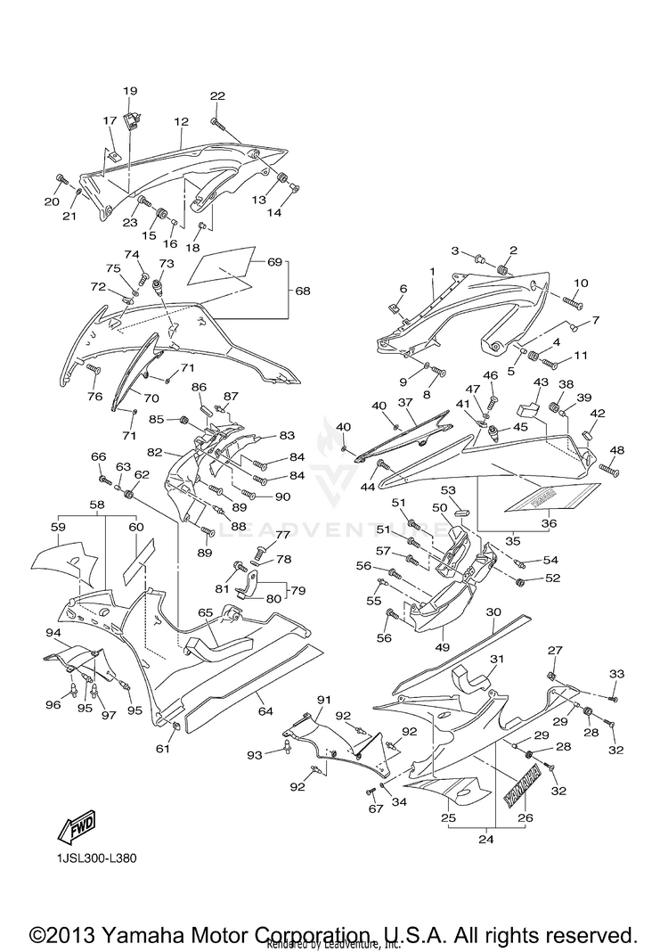 Cowling 2 YZFR6 WORLD GP 50TH ANNIVERSARY - YZFR6BCGP - 2012 Schematic
