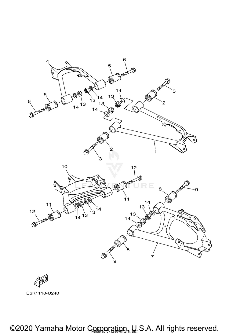 Rear Arm KODIAK 700 4WD - YFM70KDXLG - 2020 Schematic