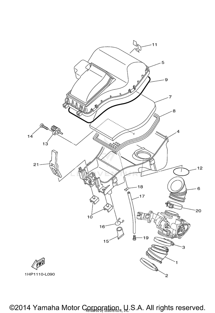 Intake GRIZZLY 700 EPS 4WD - YFM700PFG - 2015 Schematic