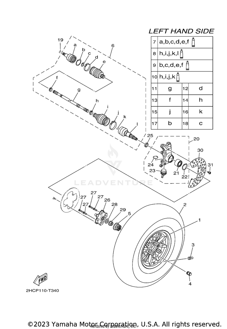 Front Wheel YXZ100R EPS SS - YXZ10YEXJD - 2018 Schematic