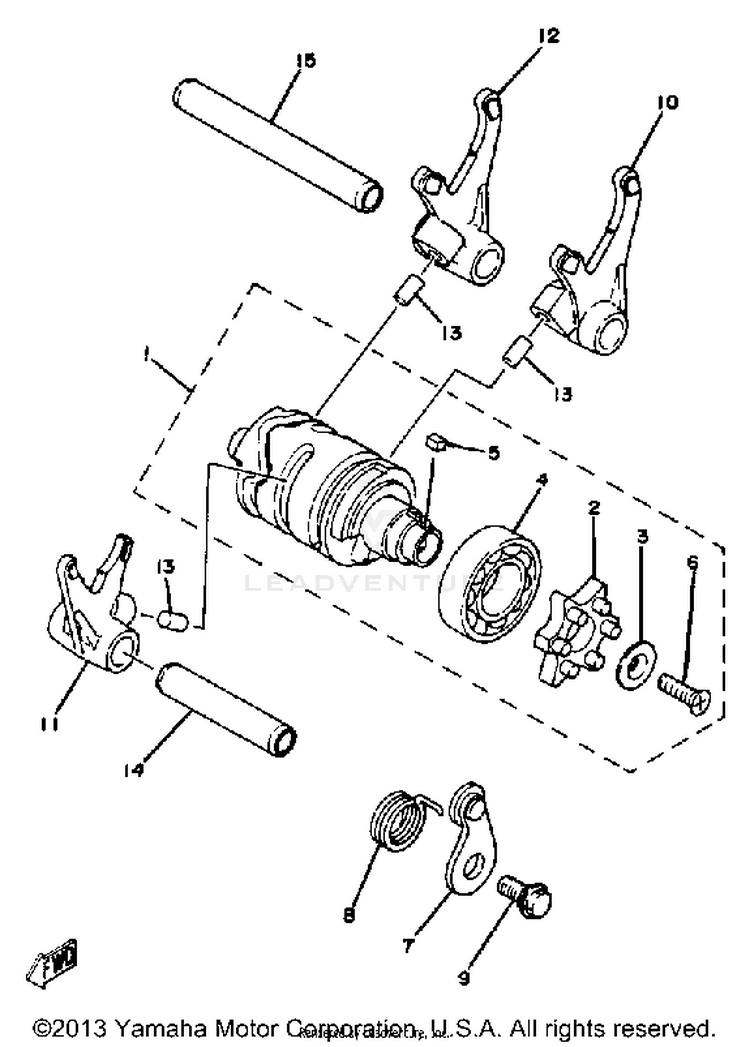 Shift Cam - Fork Yz125g Schematic