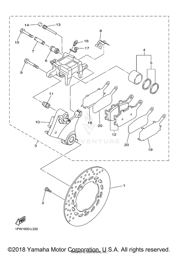 Rear Brake Caliper FZR6 - FZ6RECB - 2014 Schematic
