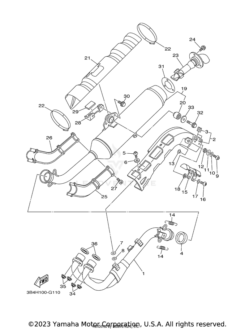 Exhaust GRIZZLY 700 DUCKS UNLIMTED EDITION - YFM7FGPDUX - 2008 Schematic