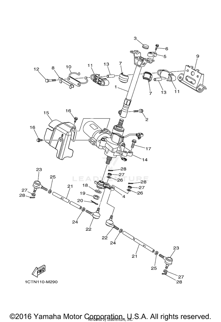 Steering GRIZZLY 450 EPS 4WD - YFM45FGPDG - 2013 Schematic