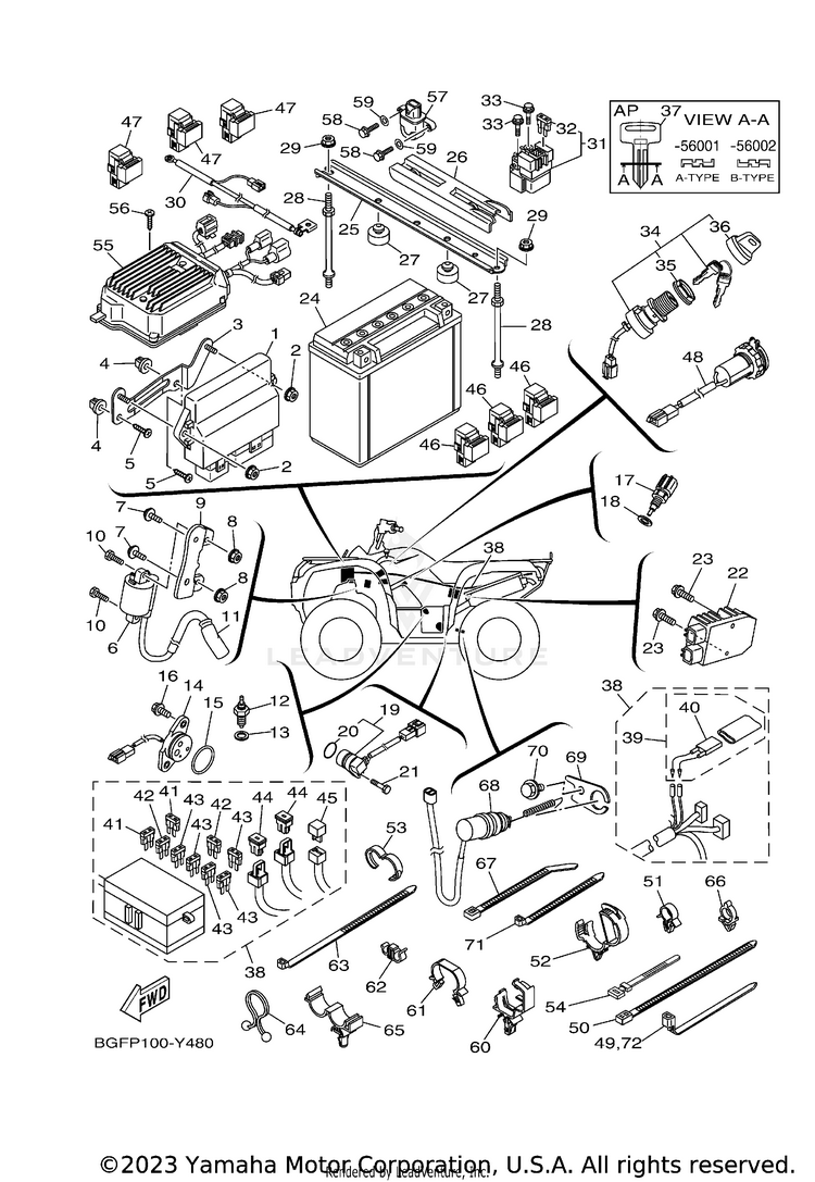 Electrical 1 KODIAK 700 EPS - YFM70KPAPG - 2023 Schematic