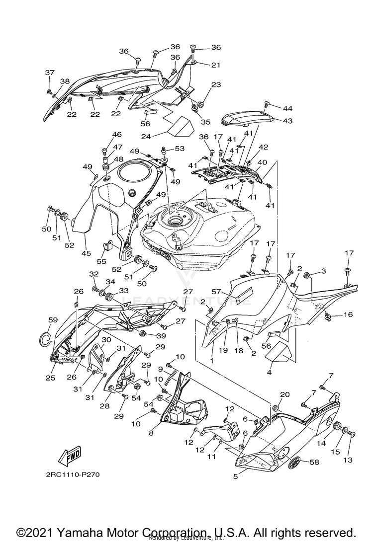 Fuel Tank 2 FZ07 - FZ07FCGY - 2015 Schematic