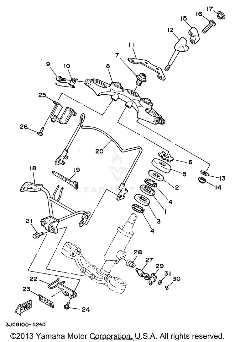 Steering VIRAGO 535 - XV535GC - 1995 Schematic