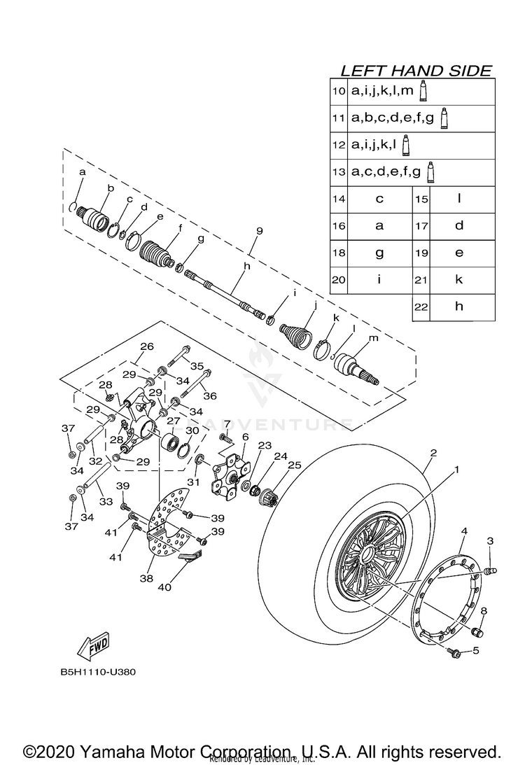 Rear Wheel YXZ1000R SS SE CAL - YXZ10YCCMW - 2021 Schematic