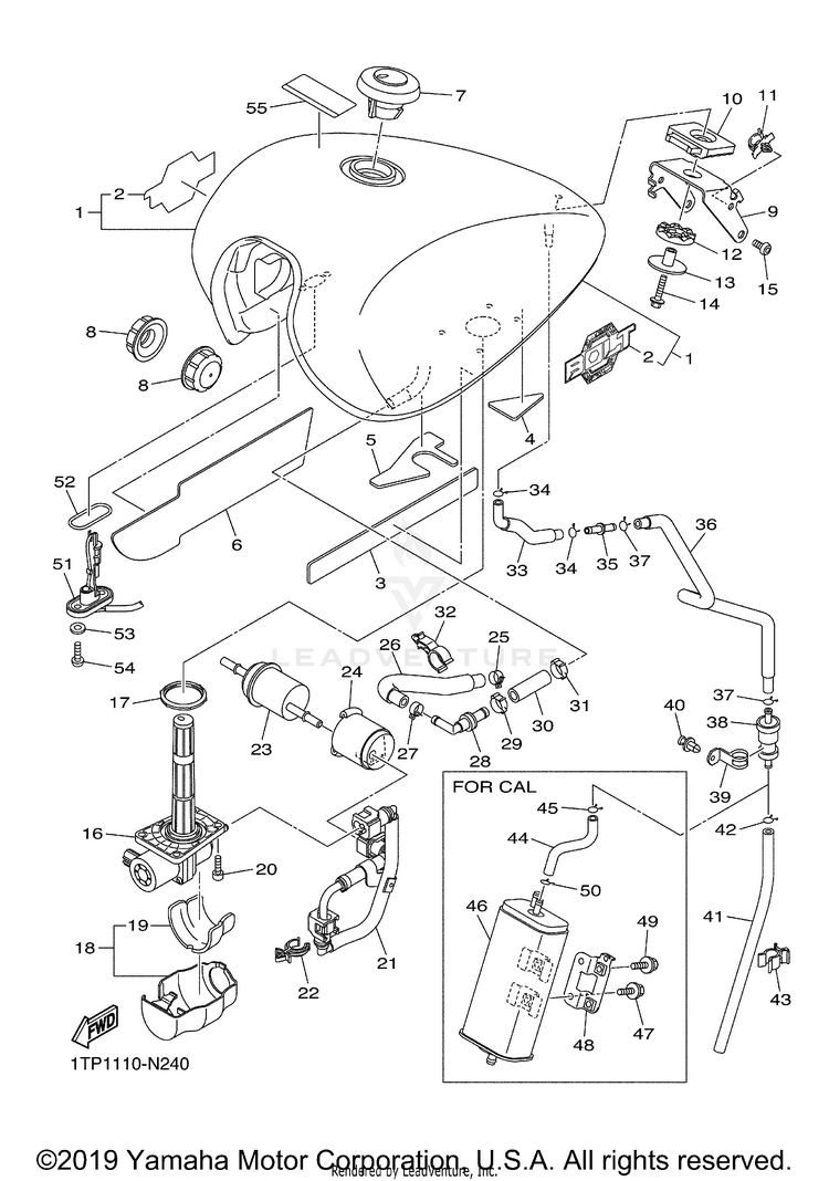Fuel Tank BOLT - XVS95CECB - 2014 Schematic
