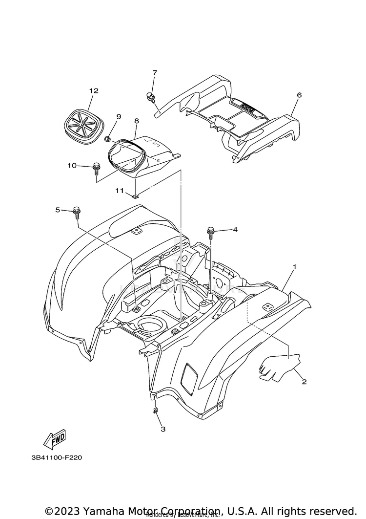 Rear Fender GRIZZLY 700  DUCKS - YFM7FGPDUW - 2007 Schematic