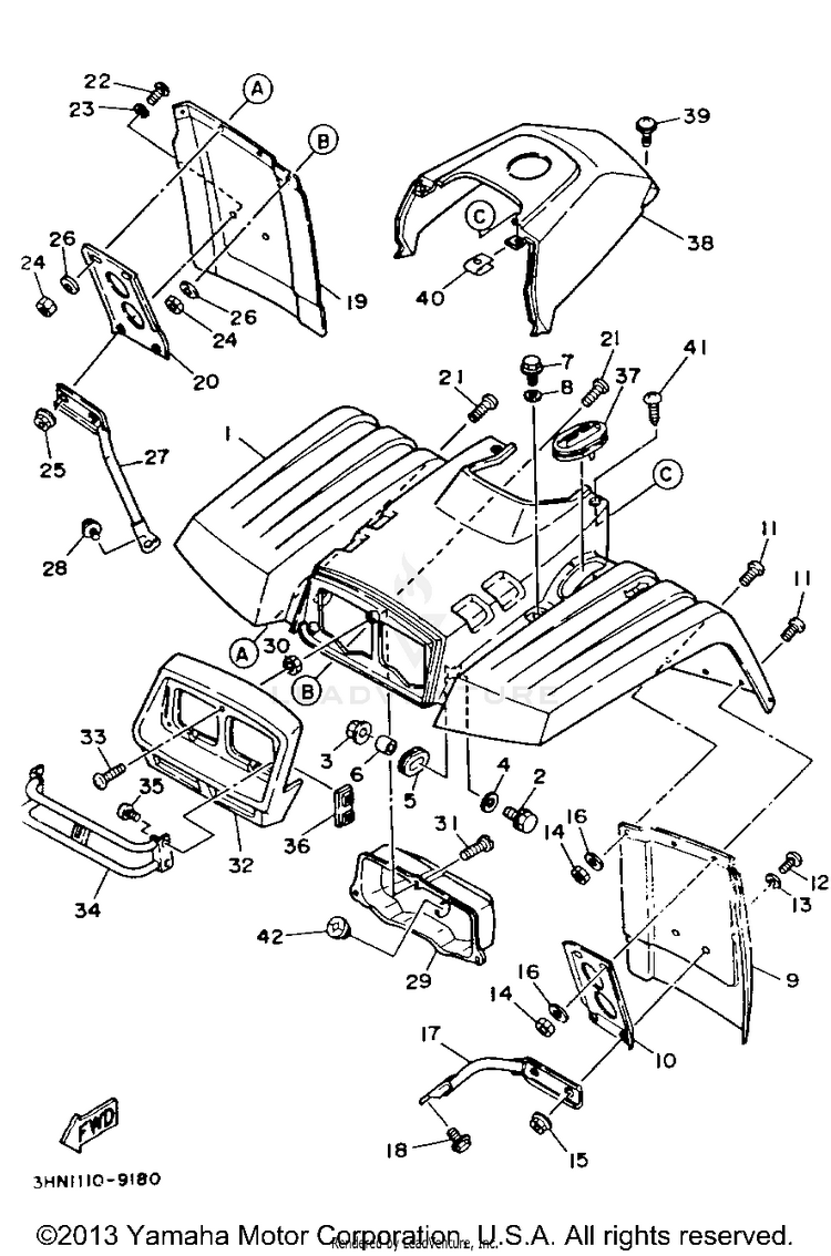 Front Fender BIG BEAR - YFM350FWB_MNH - 1991 Schematic
