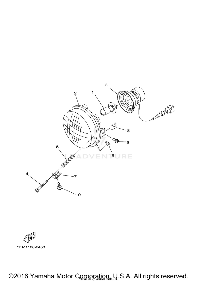 Headlight GRIZZLY 660 - YFM66FAT - 2005 Schematic