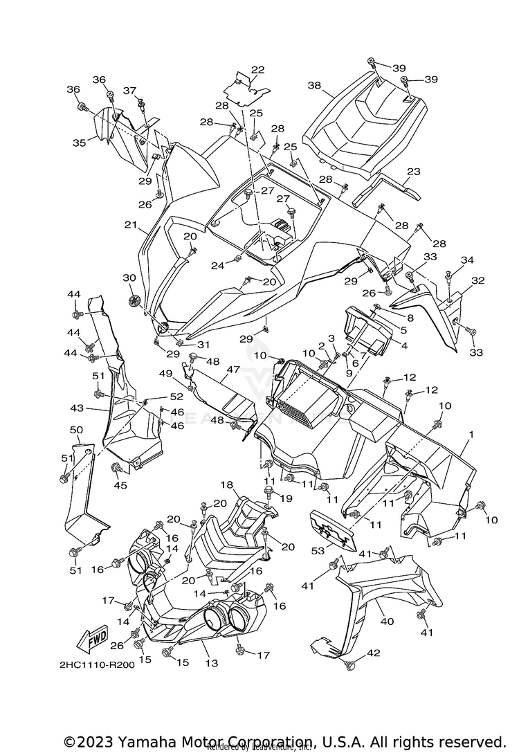 Front Fender YXZ1000R EPS SS SE - YXZ10YESJL - 2018 Schematic