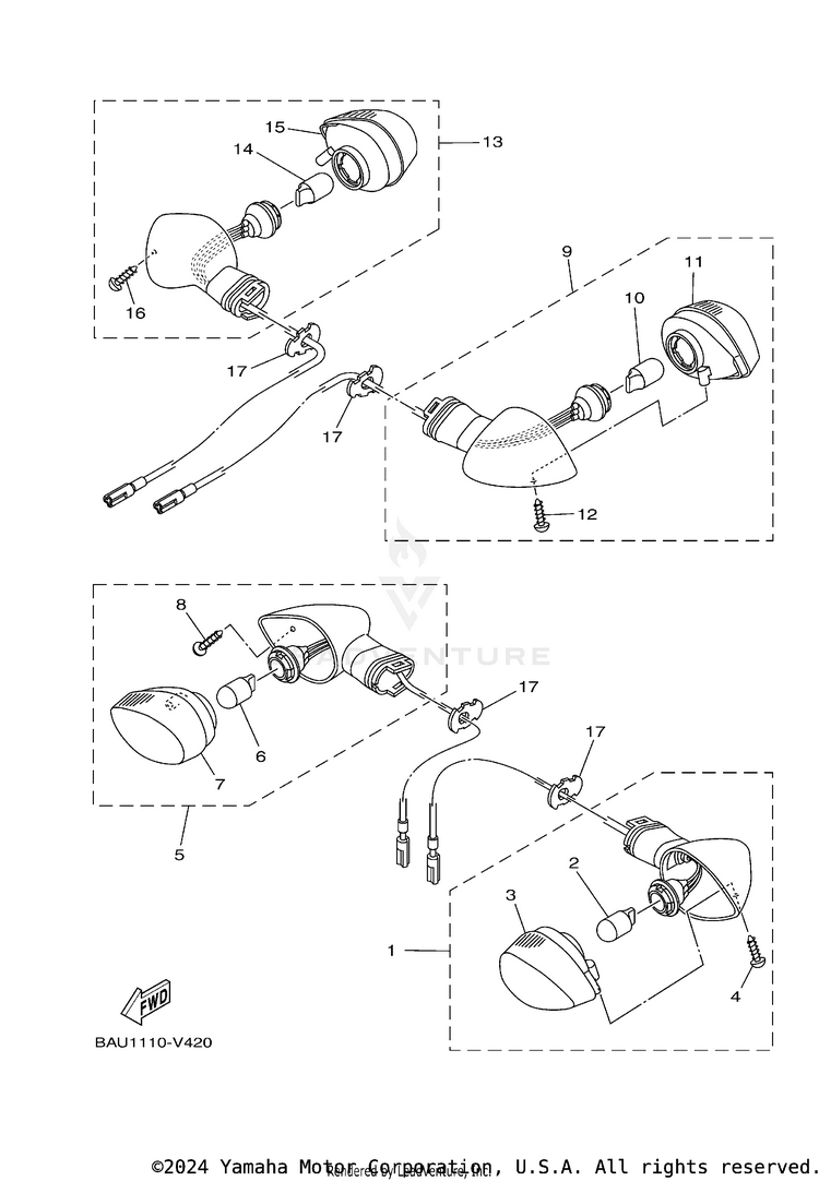 Flasher Light TENERE 700 - XTZ7NB - 2022 Schematic